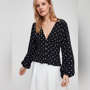 Aritzia Wilfred Polka Dot Blouse